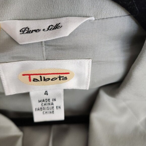Talbots Pure Silk Blazer Jacket Women's 4 Gray Blue Business Casual‎ Elegant - Picture 7 of 16
